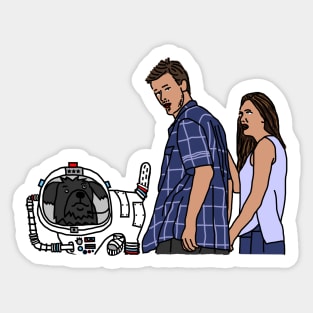 Distracted Boyfriend Meme SciFi Space Dog Sticker